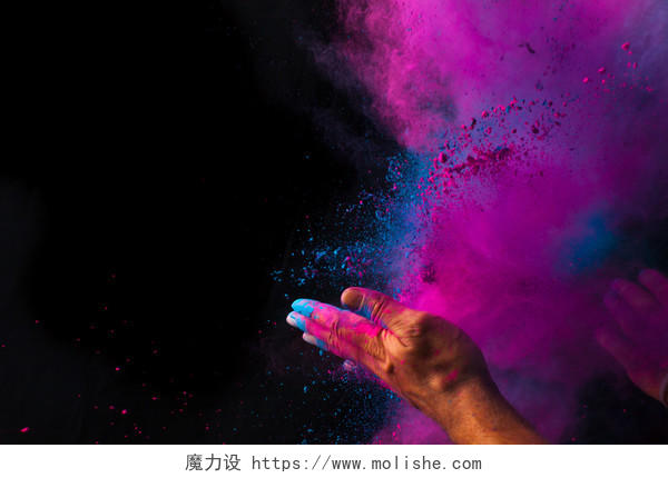 创意彩色粒子粉尘粉末爆炸图片